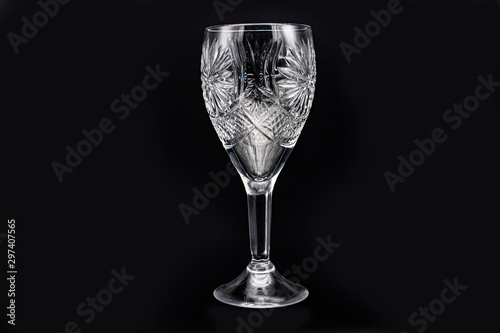 Crystal glass on black background