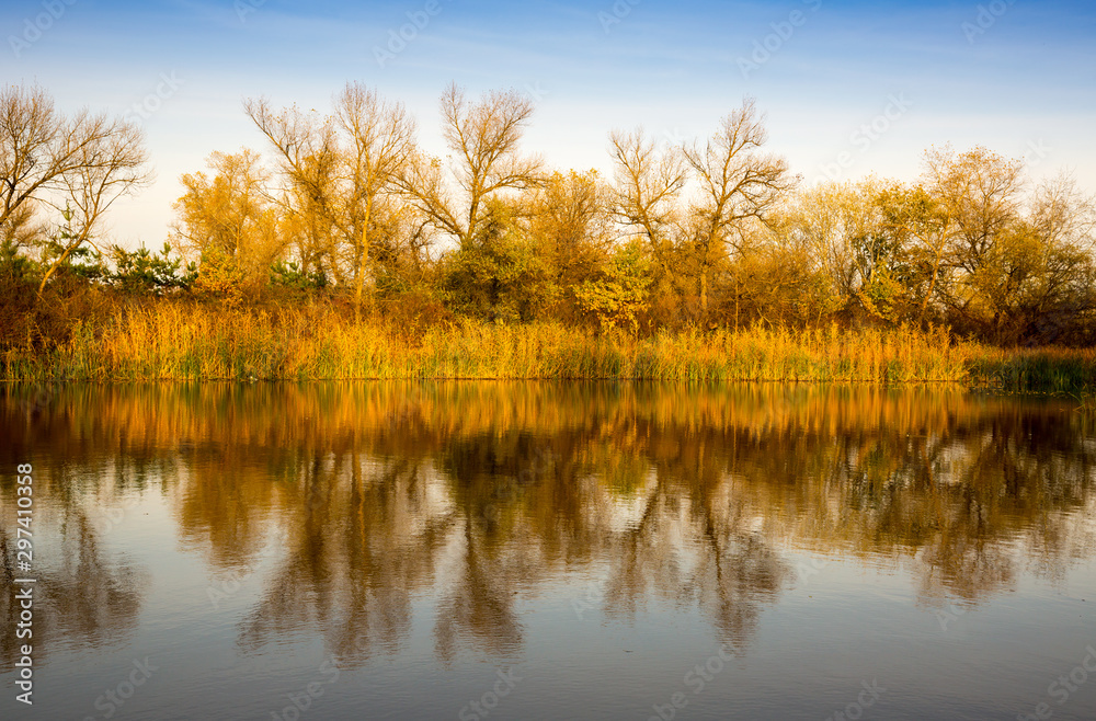 autumn scene on river
