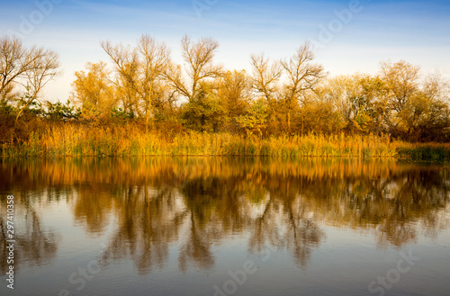 autumn scene on river