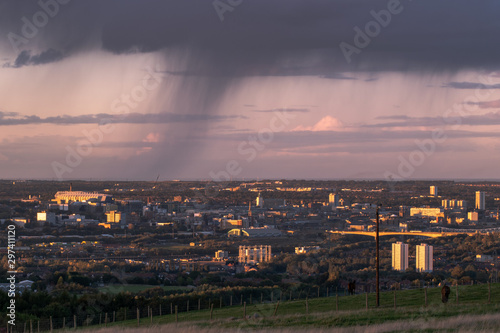 sunset over the city