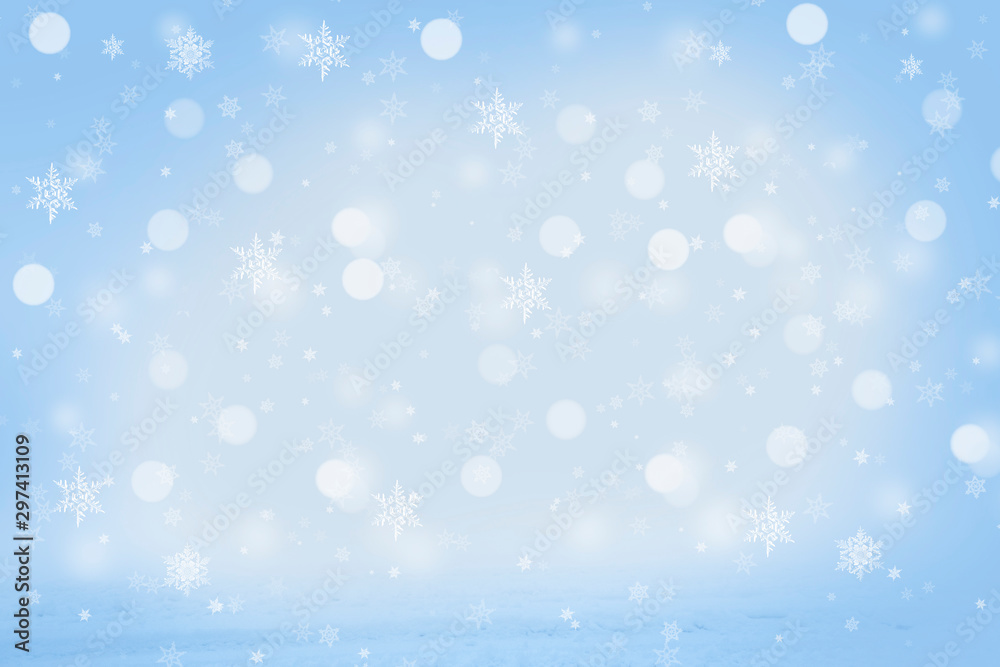 Blue Winter Background with snowflakes for your own creations