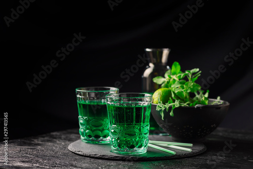 Alcoholic green cocktail
