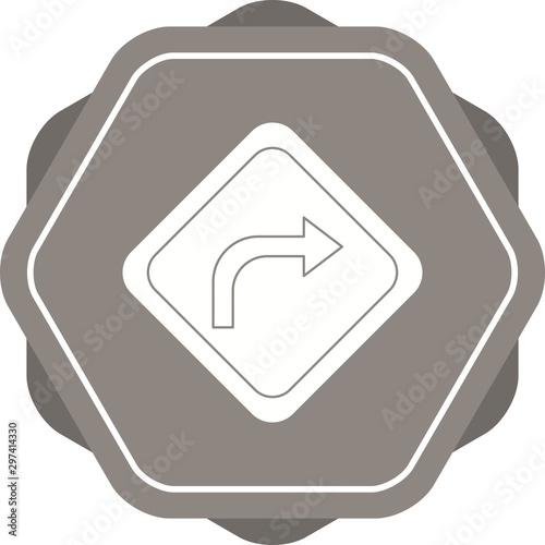 Beautiful Right turn ahead Vector Glyph icon