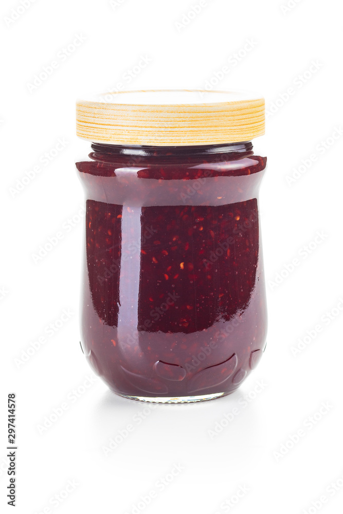 Raspberry jam in jar. Raspberry jam in jar.