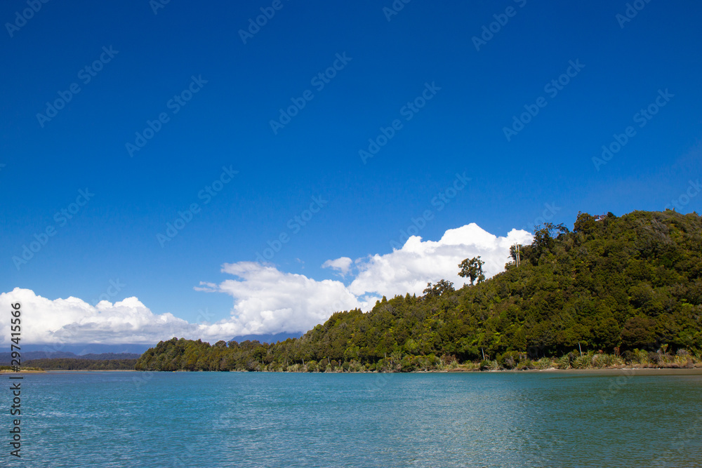 View of Okarito lagoon, West coast of New Zealand View of Okarito lagoon, West coast of New Zealand