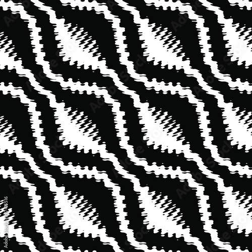 Full Seamless Abstract Pattern. Monochrome Vector. Black and White Dress Fabric Print. Design for Textile and Home Decoration. 