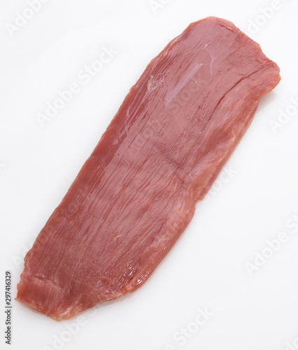 veal flank steak closeup overhead view
