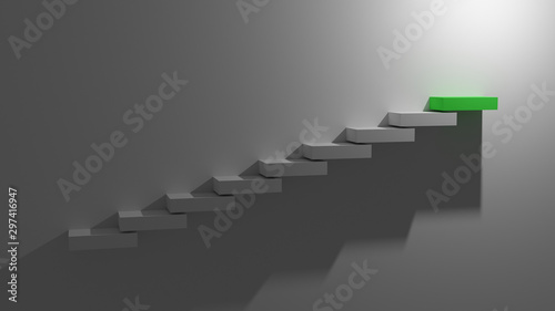 success steps going from left to right at an angle, with a green step at the top