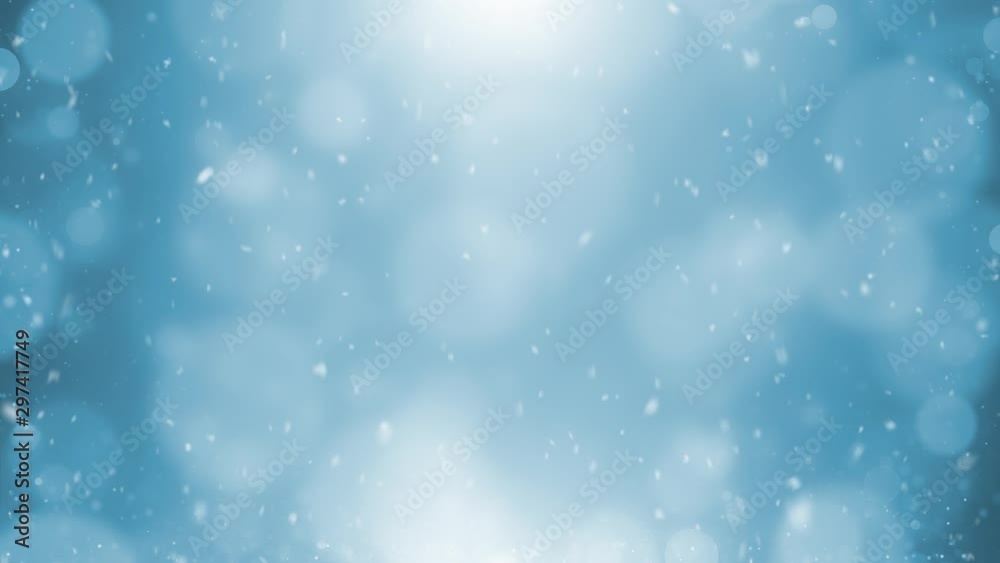 Shining blue blurry circle bokeh with falling snowflakes. Copy space animation background. Shining blue blurry circle bokeh with falling snowflakes. Copy space animation background.