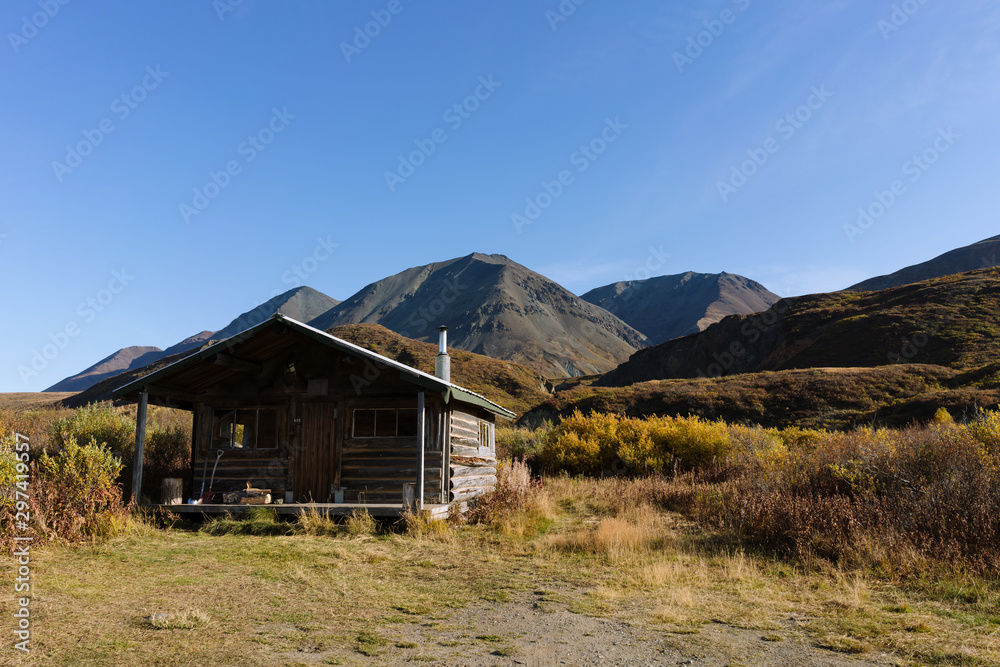 Remote cabin in Alaskan wilderness