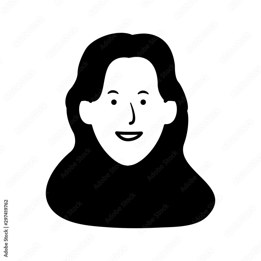 Cartoon happy woman face icon, flat design Cartoon happy woman face icon, flat design