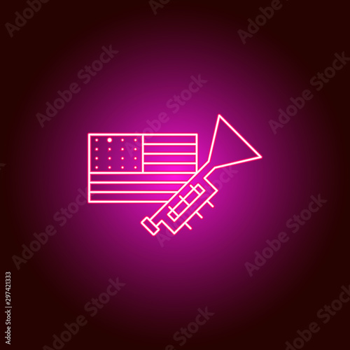 American, trombone, flag, icon. Modern American USA vector icon - neon vector. Can be used for web, mobile photo