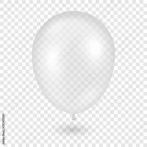 Vector 3d Realistic Transparent Balloon Icon Closeup Isolated on Transparent Background. Design Template of Helium Balloon for Mockup. Anniversary, Birthday Party. Front View