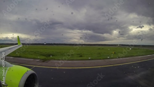 Airplane take off from Domodedovo airport in Moscow. Russia. 4K Time lapse video