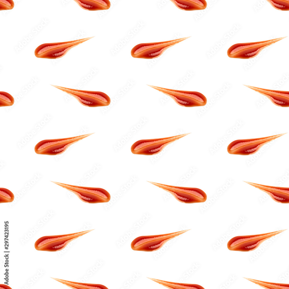 Seamless pattern, Spicy Ketchup sauce isolated on white background