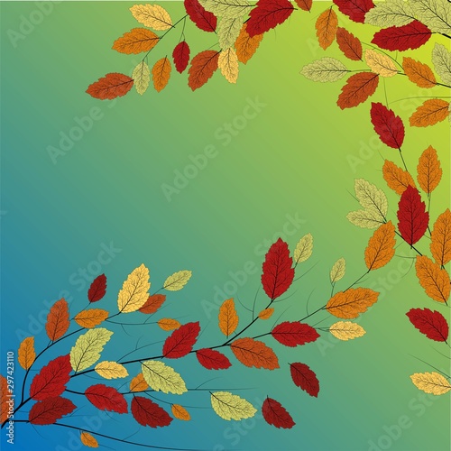 Leaf background. Modern nature backdrop. Autumn tree vector. Seasonal banner. Abstract autumn leaves background for decorative design. Fall colorful floral.
