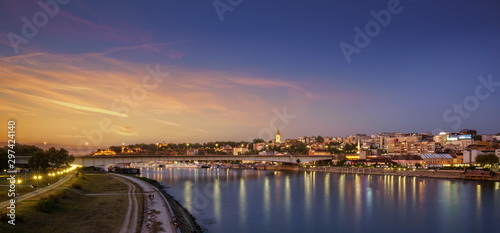 Belgrade, Old City, Cathedral, Branco's Bridge Sava River sunset, City Lights Water Reflections 