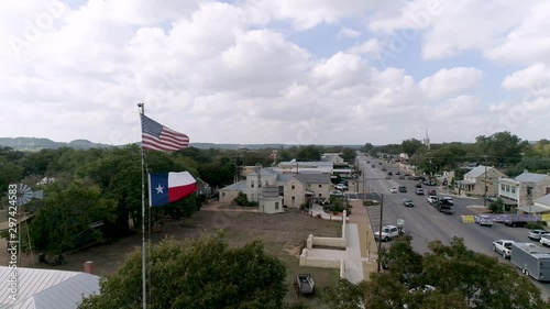 4K Slow Motion Drone Texas Flag Fredericksburg