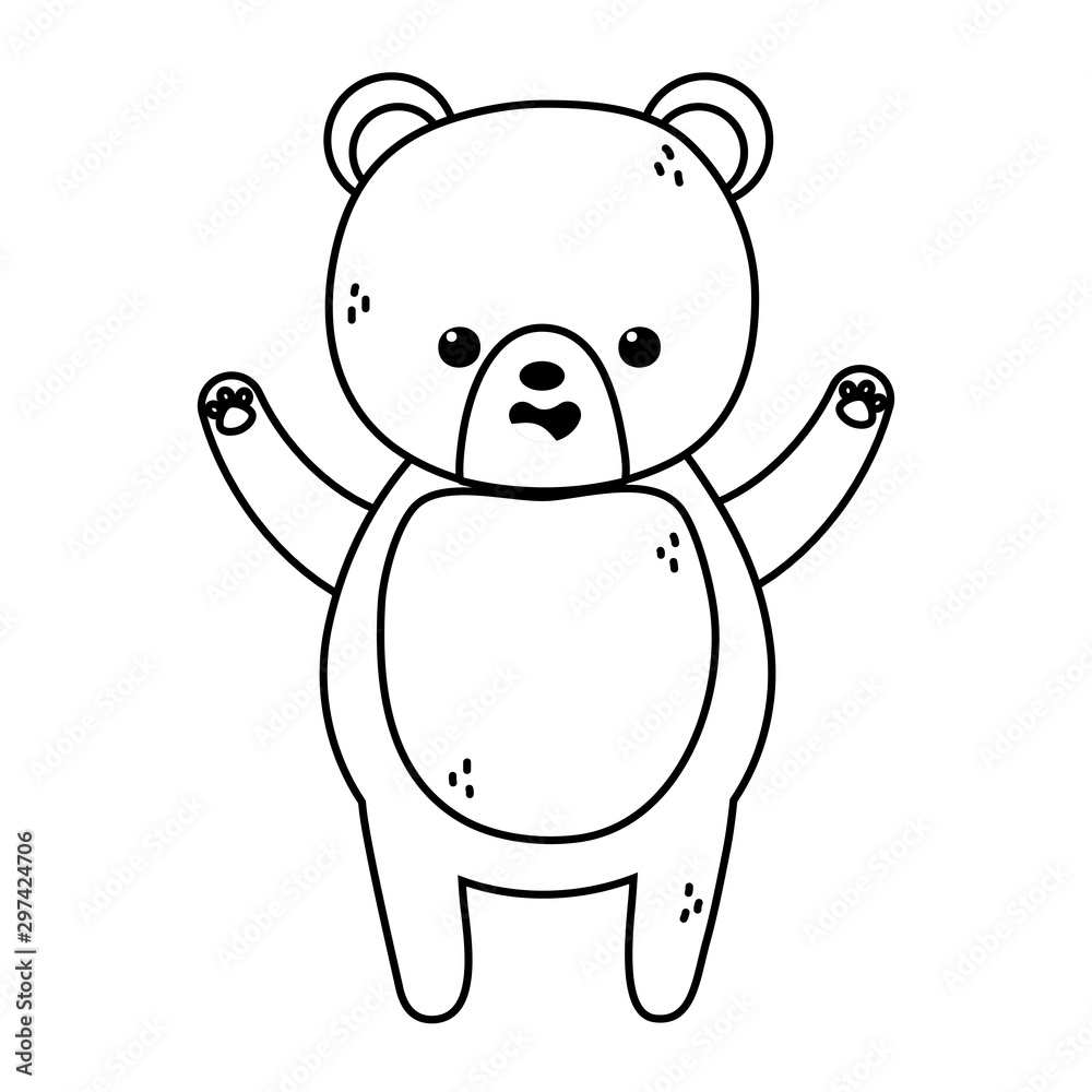 cute brown bear character cartoon thick line