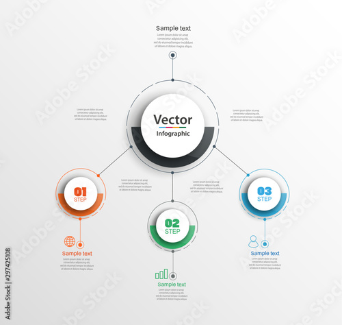 Vector abstract infographic template for business. Strategy in stages. Steps of development, teamwork. Business concept illustrated in 3 stages, parts, steps. eps 10