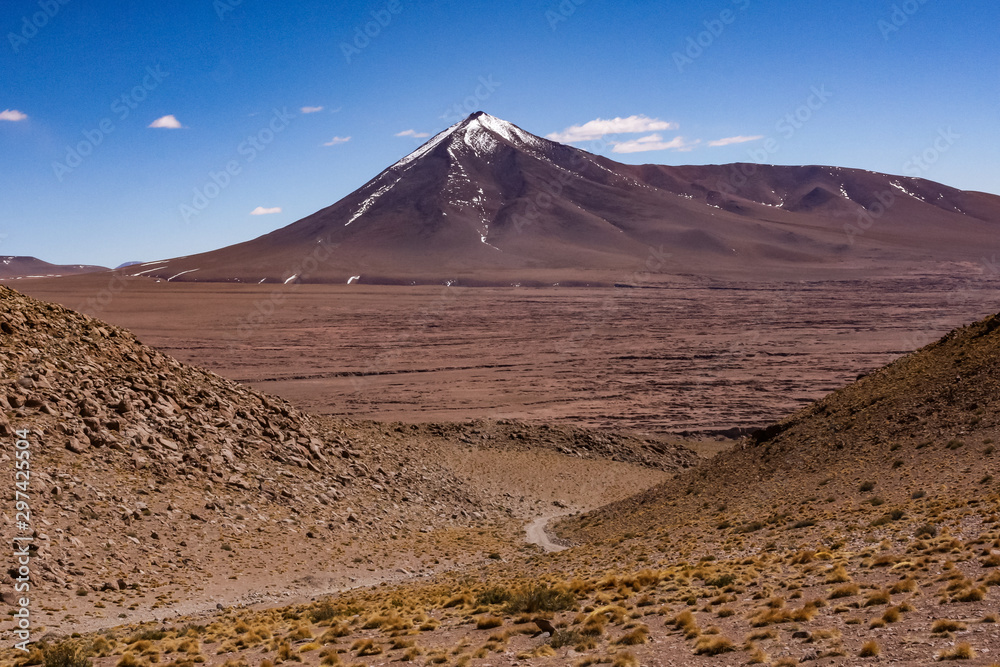 Track through mountains on the Bolivia plateau