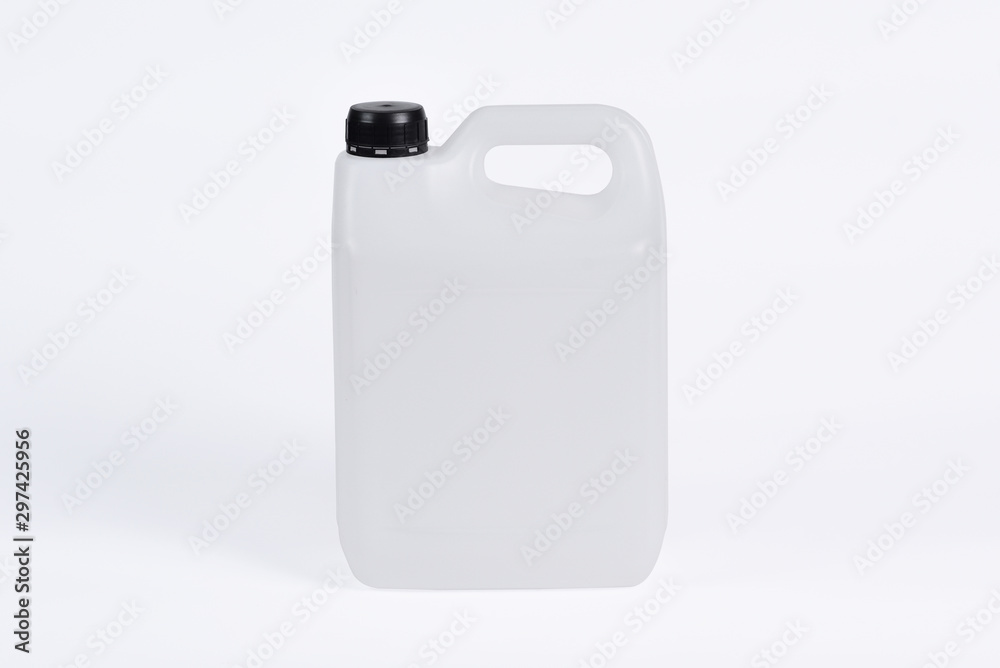 White plastic jerrycan on white background. White plastic jerrycan on white background.
