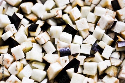 background of eggplant cubes