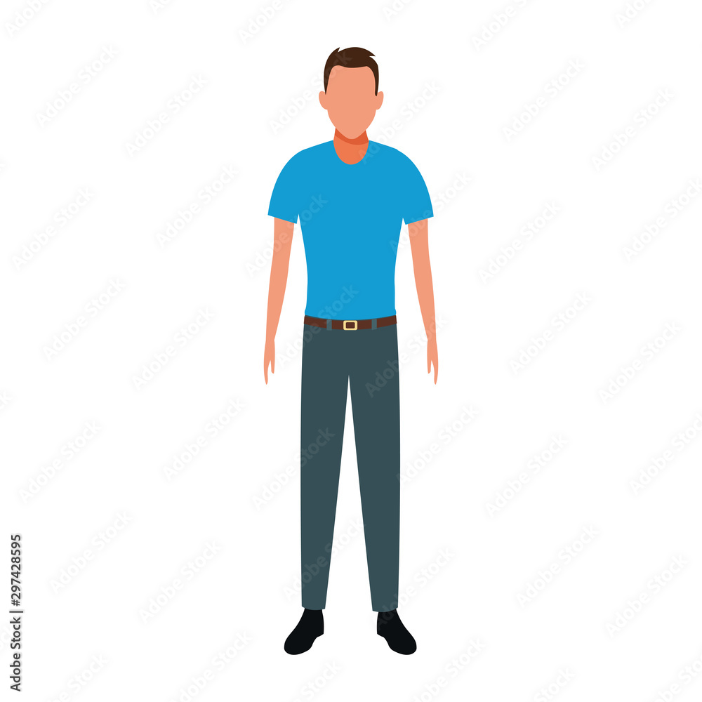 adult man standing icon, flat design
