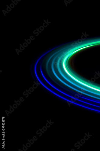 blue light circles on a black background