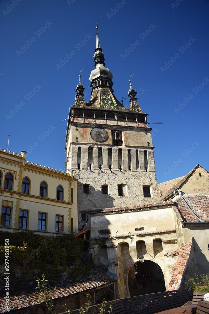 The Clock Tower of Sighișoara, is the main entry point to the citadel, one of the most expressive clock tower in Transylvania, Romania.