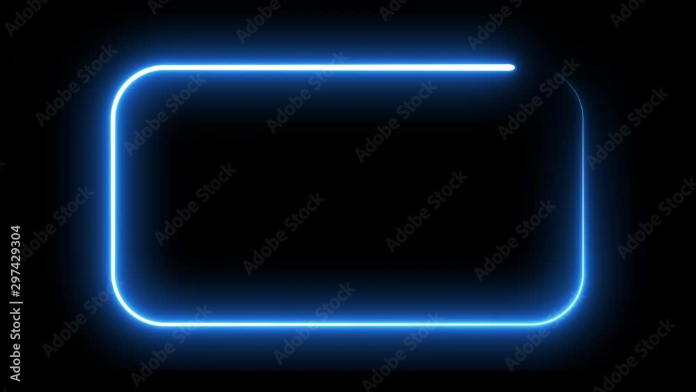 Glowing neon abstract light frame background. Blue fluorescent border. 3D Render