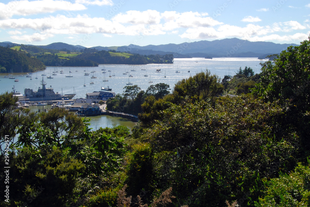 panoramic view over Bay of Islands on New Zealands North Island