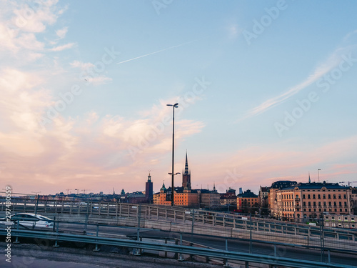 sunset over the city stockholm