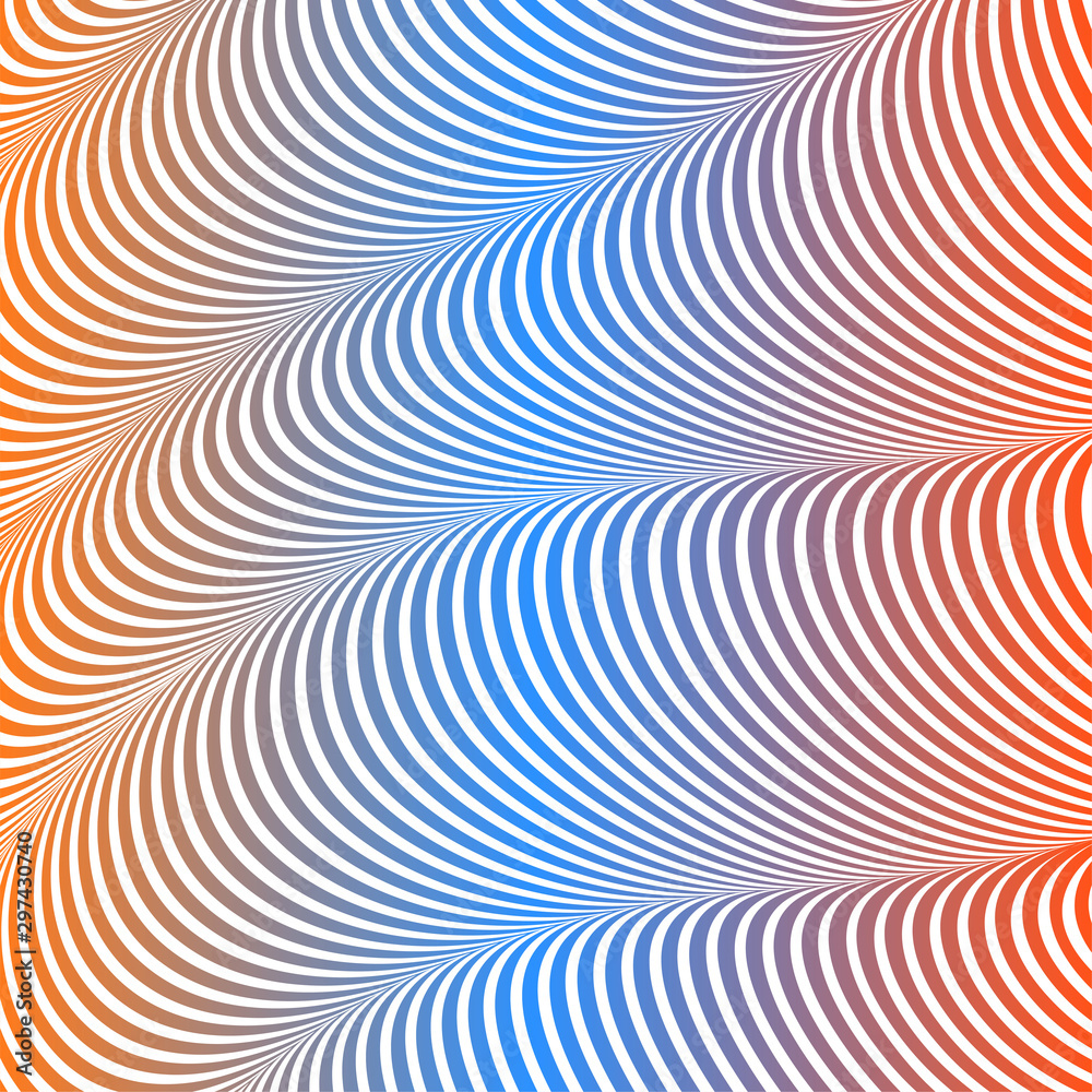 Abstract acid color wavy background, optical art, opart striped. Neon gradient
