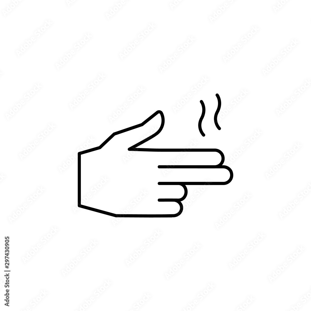 Shoot gesture icon. Simple line, outline vector of hand icons for ui and ux, website or mobile application Shoot gesture icon. Simple line, outline vector of hand icons for ui and ux, website or mobile application