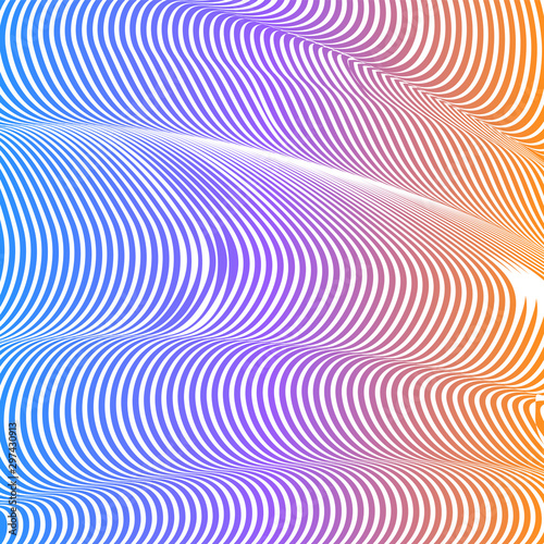 Fototapeta Naklejka Na Ścianę i Meble -  Abstract acid color wavy background, optical art, opart striped. Neon gradient