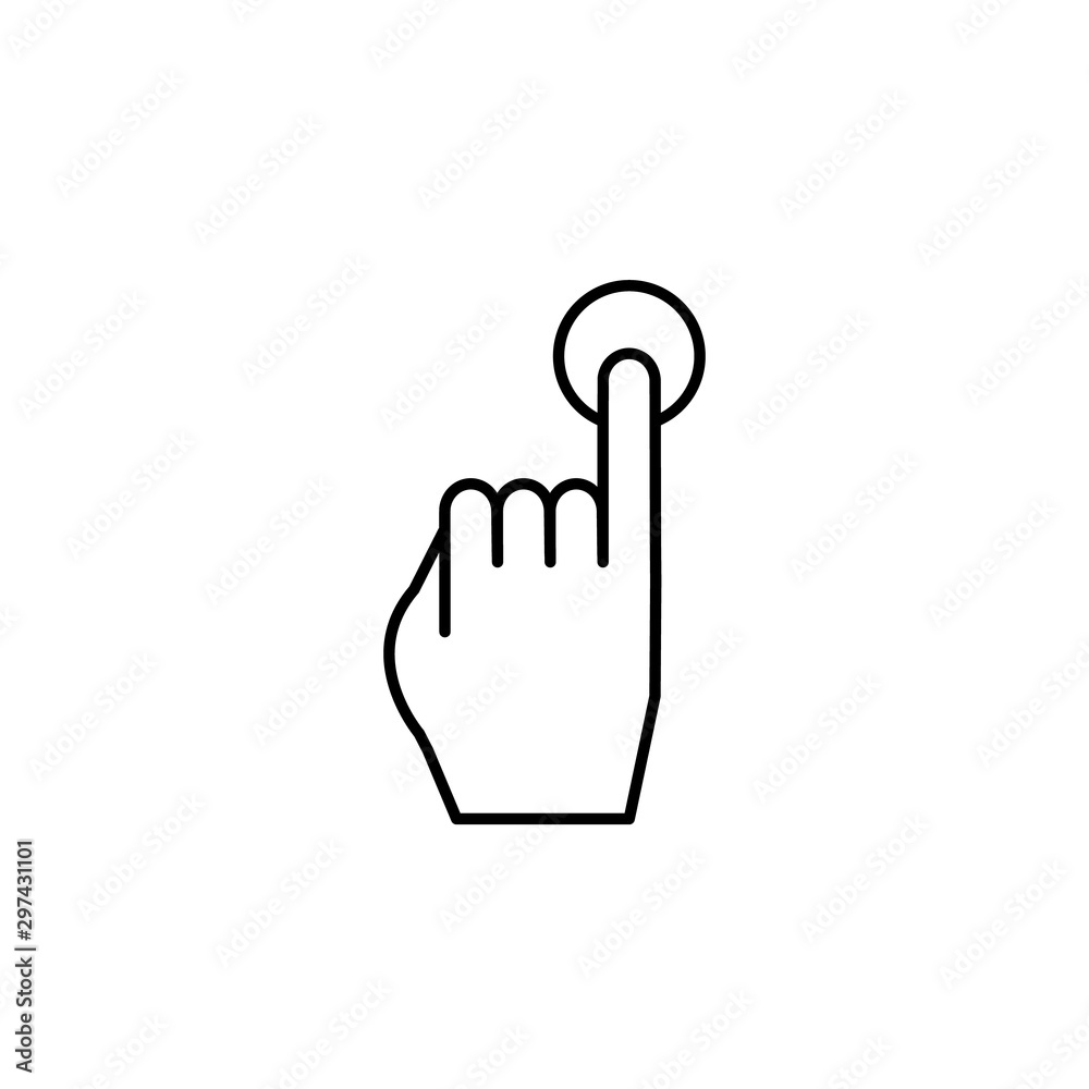 Hand finger touch icon. Simple line, outline vector of hand icons for ui and ux, website or mobile application Hand finger touch icon. Simple line, outline vector of hand icons for ui and ux, website or mobile application
