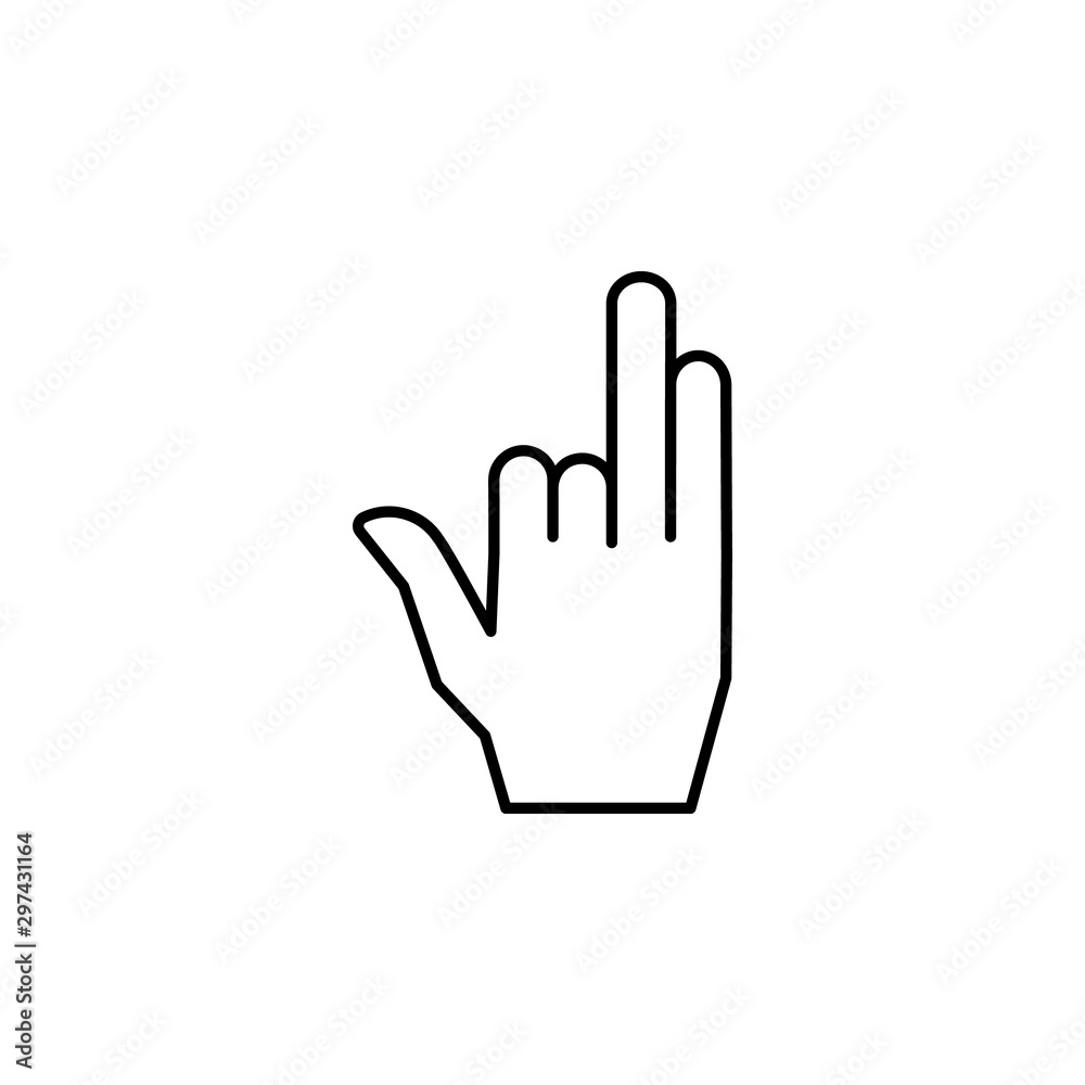 Three finger hand icon. Simple line, outline vector of hand icons for ui and ux, website or mobile application Three finger hand icon. Simple line, outline vector of hand icons for ui and ux, website or mobile application