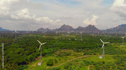 landscape with wind turbines photo