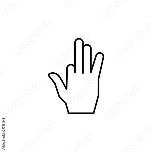 Four finger hand icon. Simple line, outline vector of hand icons for ui and ux, website or mobile application