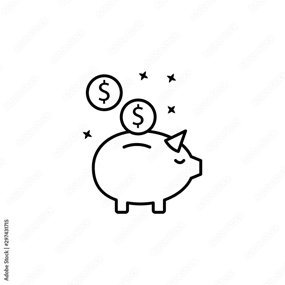 Piggy bank coin money. Simple line, outline vector of motivation icons for ui and ux, website or mobile application Piggy bank coin money. Simple line, outline vector of motivation icons for ui and ux, website or mobile application