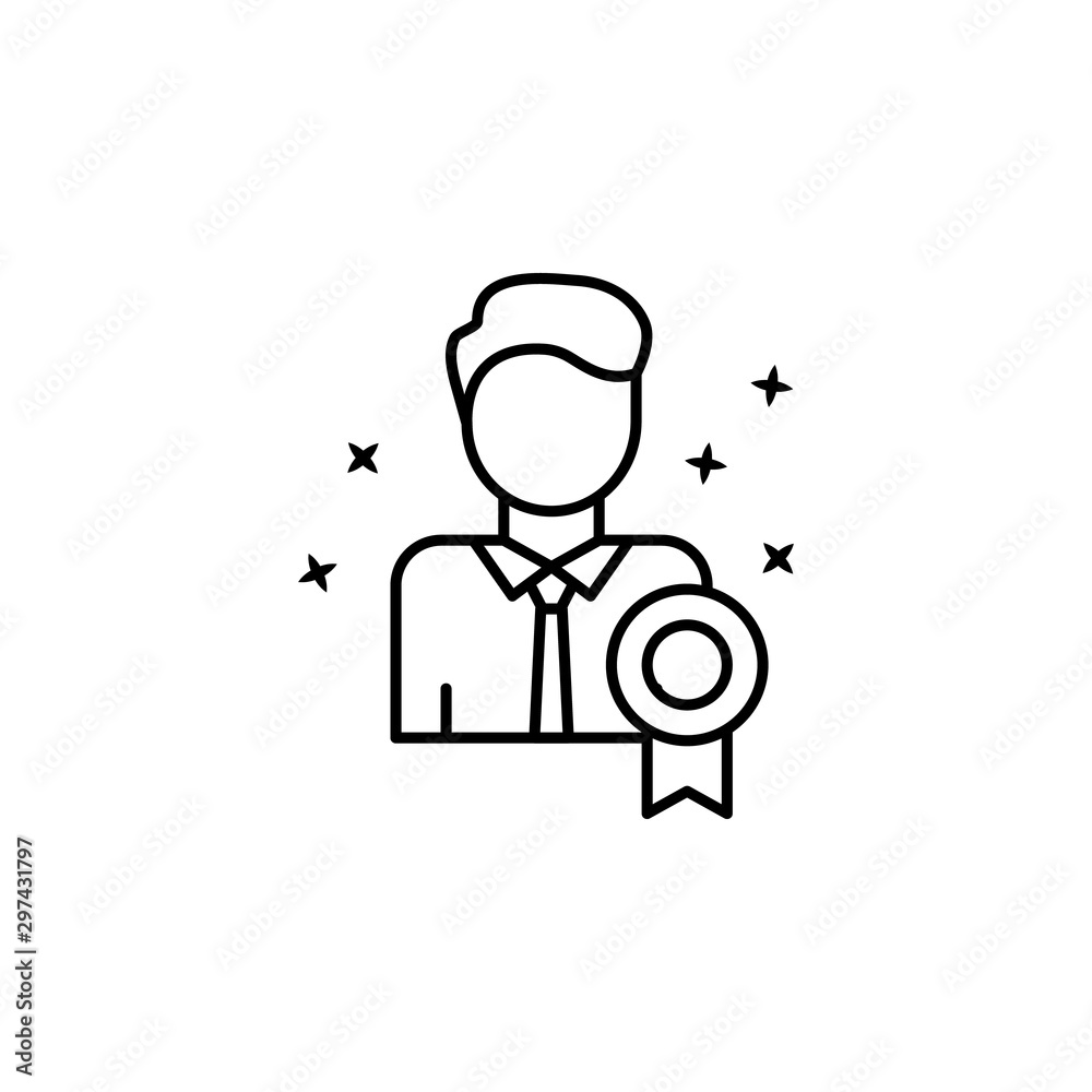 Award man business. Simple line, outline vector of motivation icons for ui and ux, website or mobile application Award man business. Simple line, outline vector of motivation icons for ui and ux, website or mobile application
