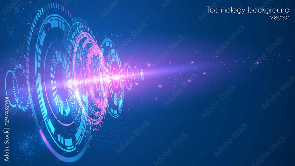 Abstract blue futuristic background. Vector. Hi-tech illustration. Futuristic software radar display. HUD user interface. Energy loading scale. Science and space technology. - obrazy, fototapety, plakaty 
