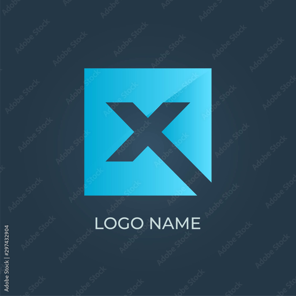 Letter X on square logo isolated. Alphabet vector image Letter X on square logo isolated. Alphabet vector image