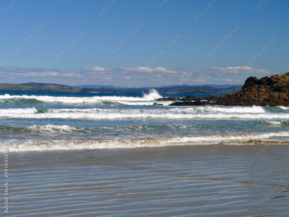 A view of Park Beach situated SE of Hobart in Tasmania.