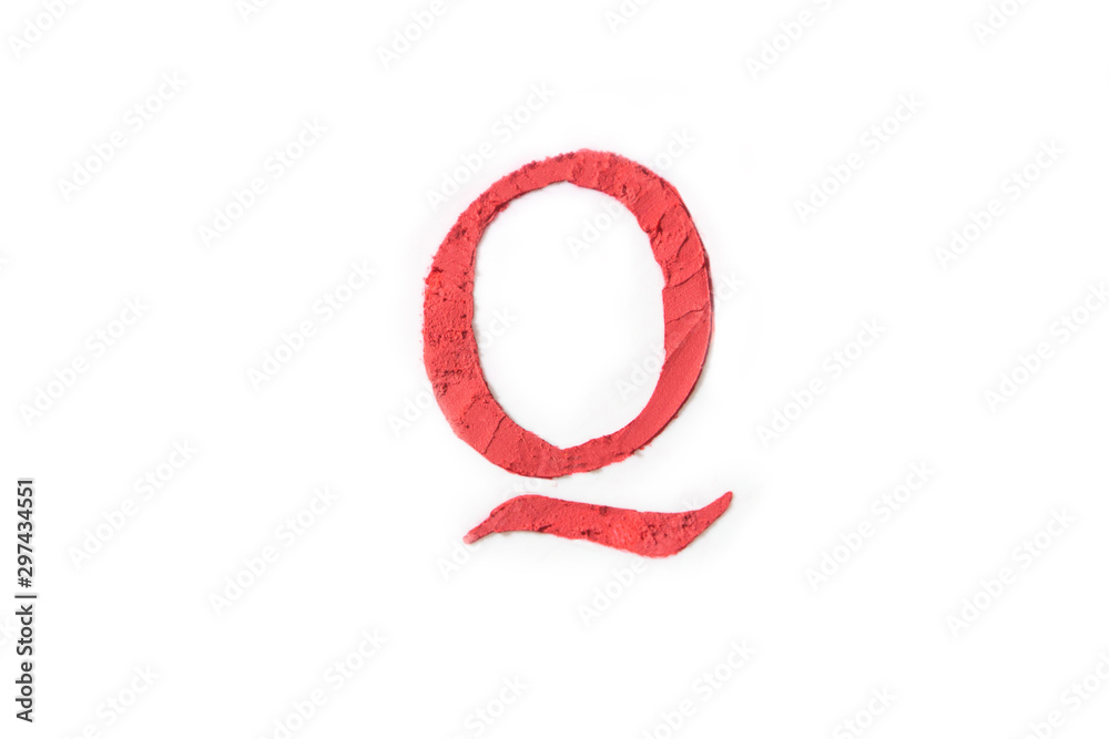 font alphabet handwritten by red  lipstick 