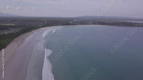 Aerial high shot of a bay in the coast of Philippines . photo