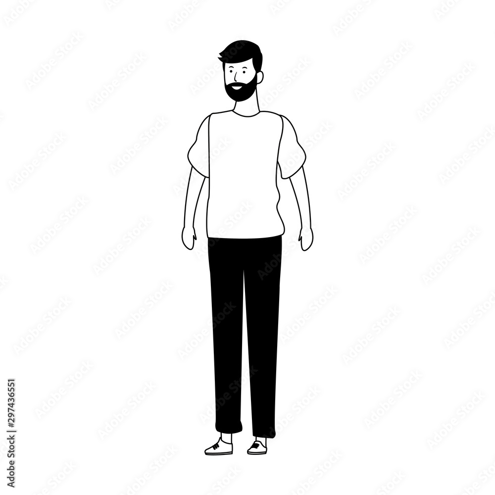 avatar man with beard icon, flat design