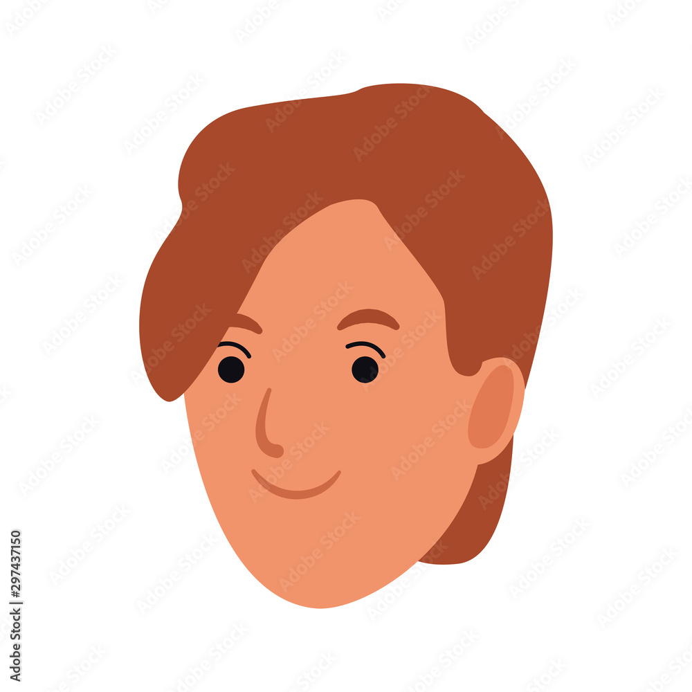 cartoon woman with short hair, flat design