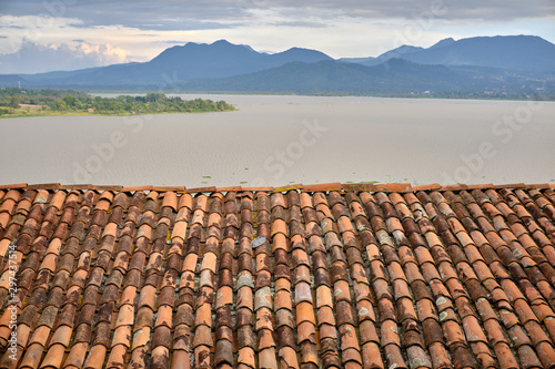 Vista de tejado y lago de Patzcuaro desde Janitzio  photo
